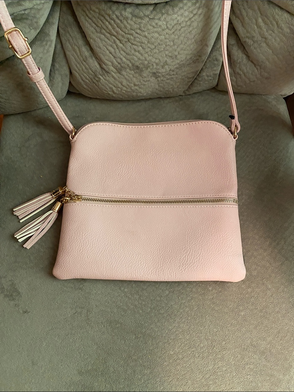 Blush Pink Tassel Crossbody Bag - Sleek Everyday Style
